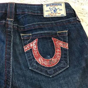 True Religion vintage bootcut paisley pocket jeans size 28